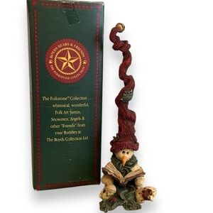 Boyd’s Bears Snowman Folkstone Collection Windy With Book Cream & Red Multi